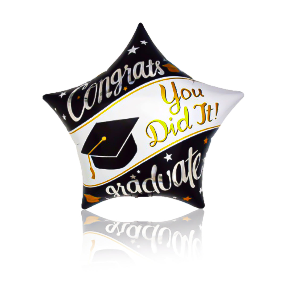 black and white graduation balloon