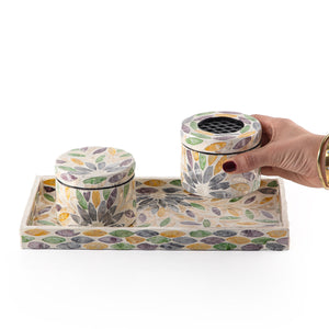 MOP incense burner with a bowl in a MOP tray