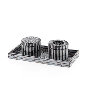 black MOP incense burner with a black bowl in a black MOP tray