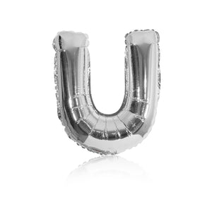 silver party balloon letter U