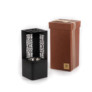 black leather incense burner