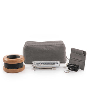 grey leather incense burner set