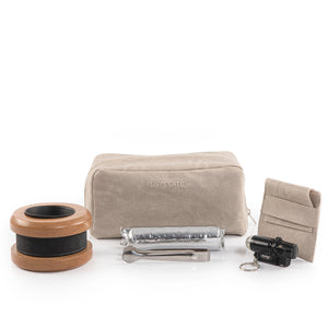 beige leather incense burner set