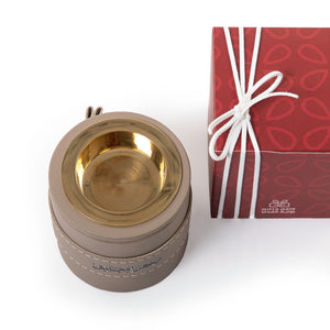 mini beige leather incense burner