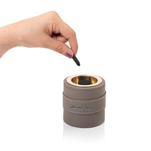 mini grey leather incense burner