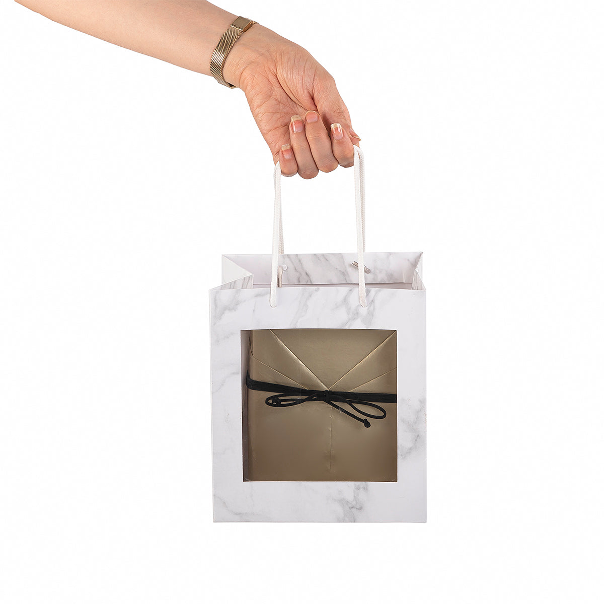 white marble gift bag