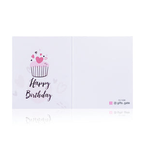 white greeting card with Happy Birthday sentence