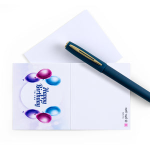 white greeting card with Happy Birthday sentence