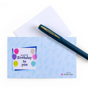 blue birthday greeting card with Happy birthday to you sentence