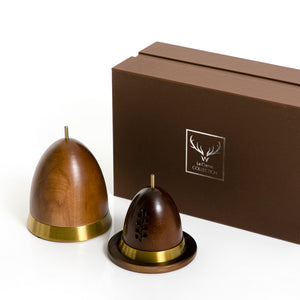 brown wooden incense burner and acrylic bowl, decorated with Islamic inscriptions