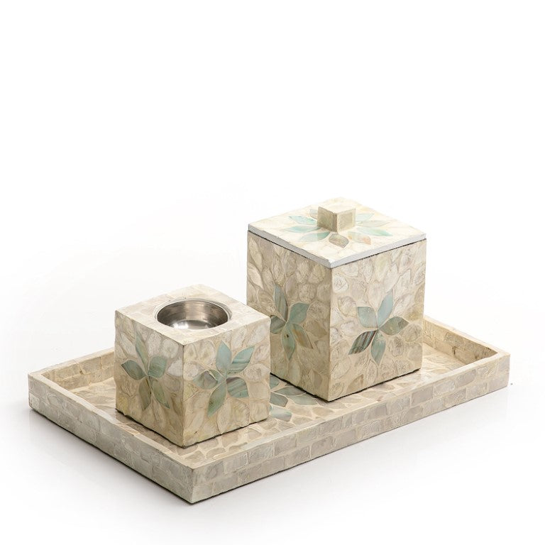Beige Vitnami Mop Mabkhar Set (Tray, Mabkhar And Box)