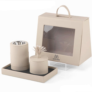 Beige bag contains incense burner and bakhor box