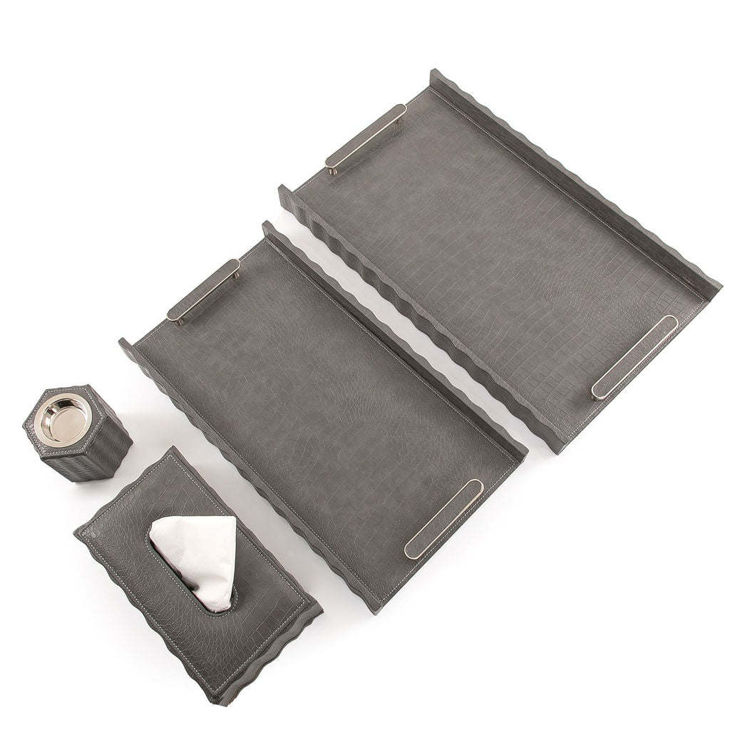 Set of 2 leather trays