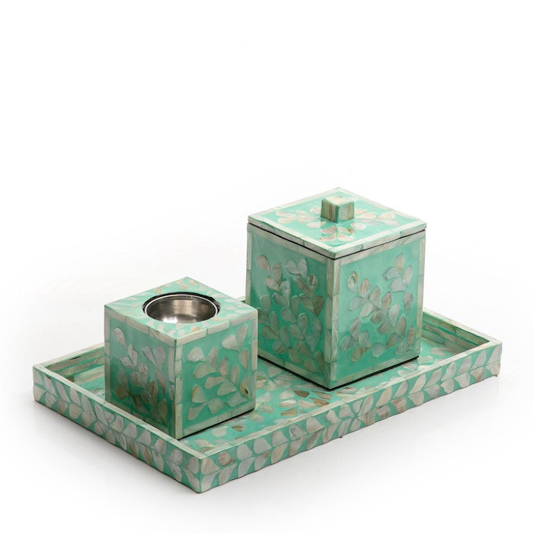 Green Vitnami Mop Mabkhar Set (Tray, Mabkhar And Box)