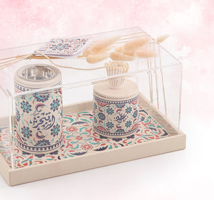 leather incense burner with a box in an Acrylic box