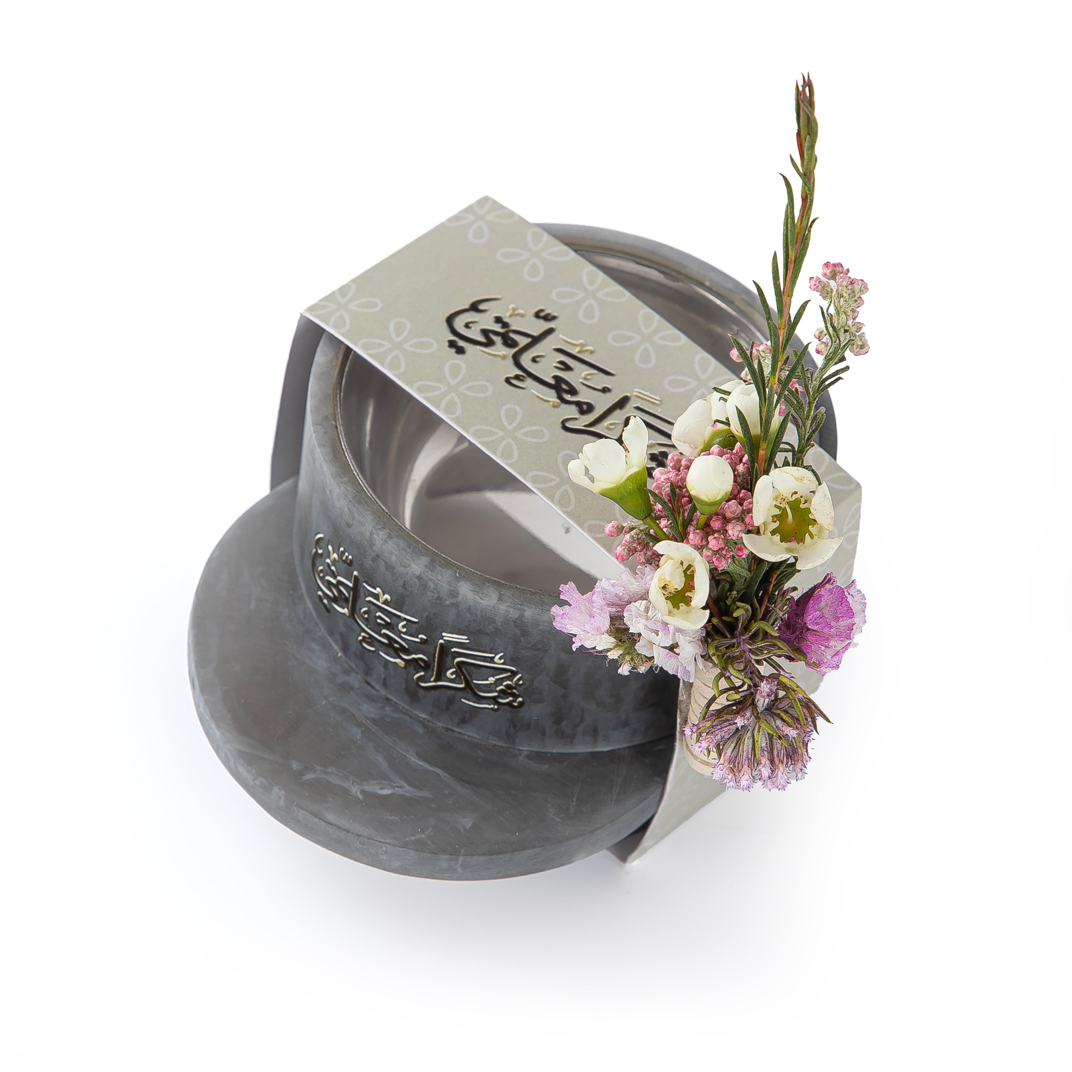 Round Resin Mabkhar with Handle- GREY