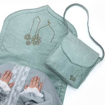 Pray to Allah Set (prayer mat with a bag )  – Light green