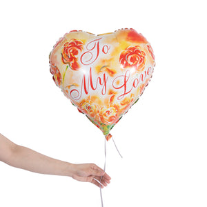 orange / multicolor heart party balloon with sentence to my love