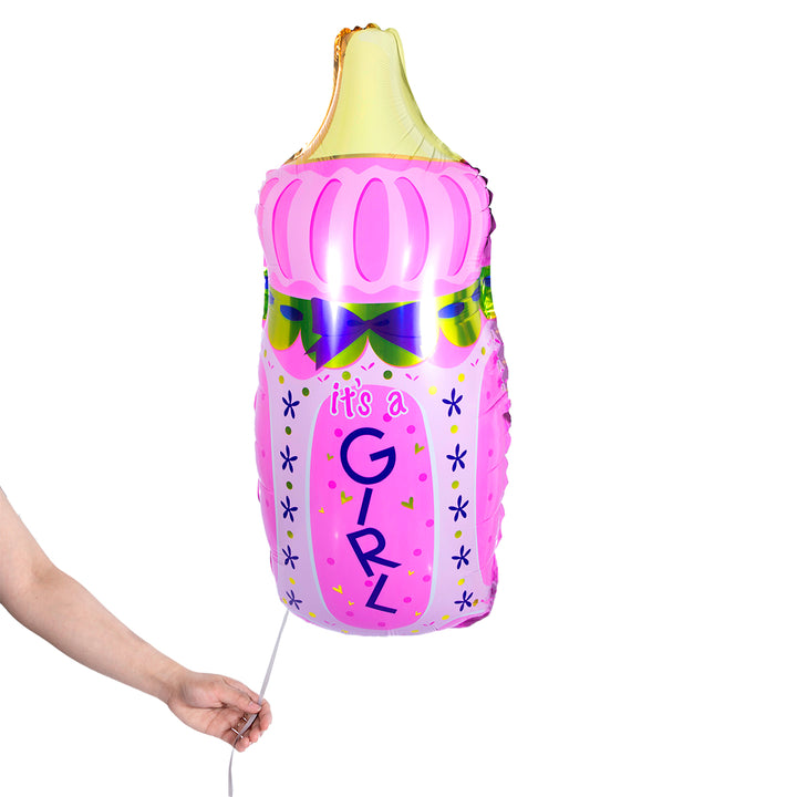 pink milk bottle balloon for new girl  baby born party 