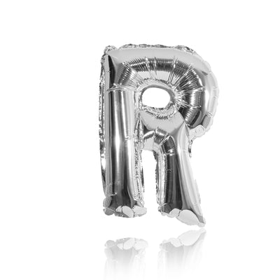 silver party balloon letter R