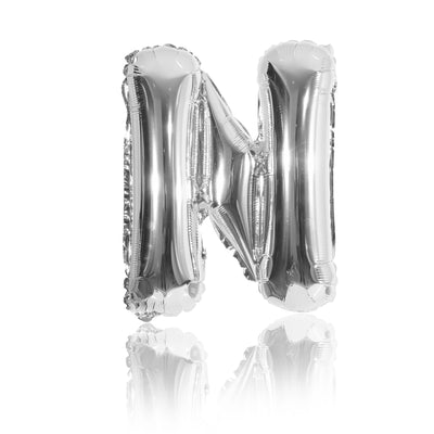 silver party balloon letter N