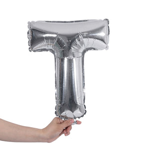 silver party balloon letter T