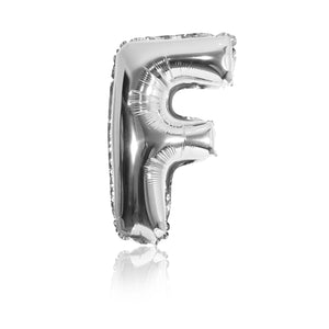 silver party balloon letter F
