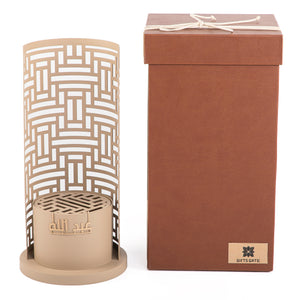 beige metal incense burner with customized name