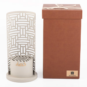 grey metal incense burner with customized name