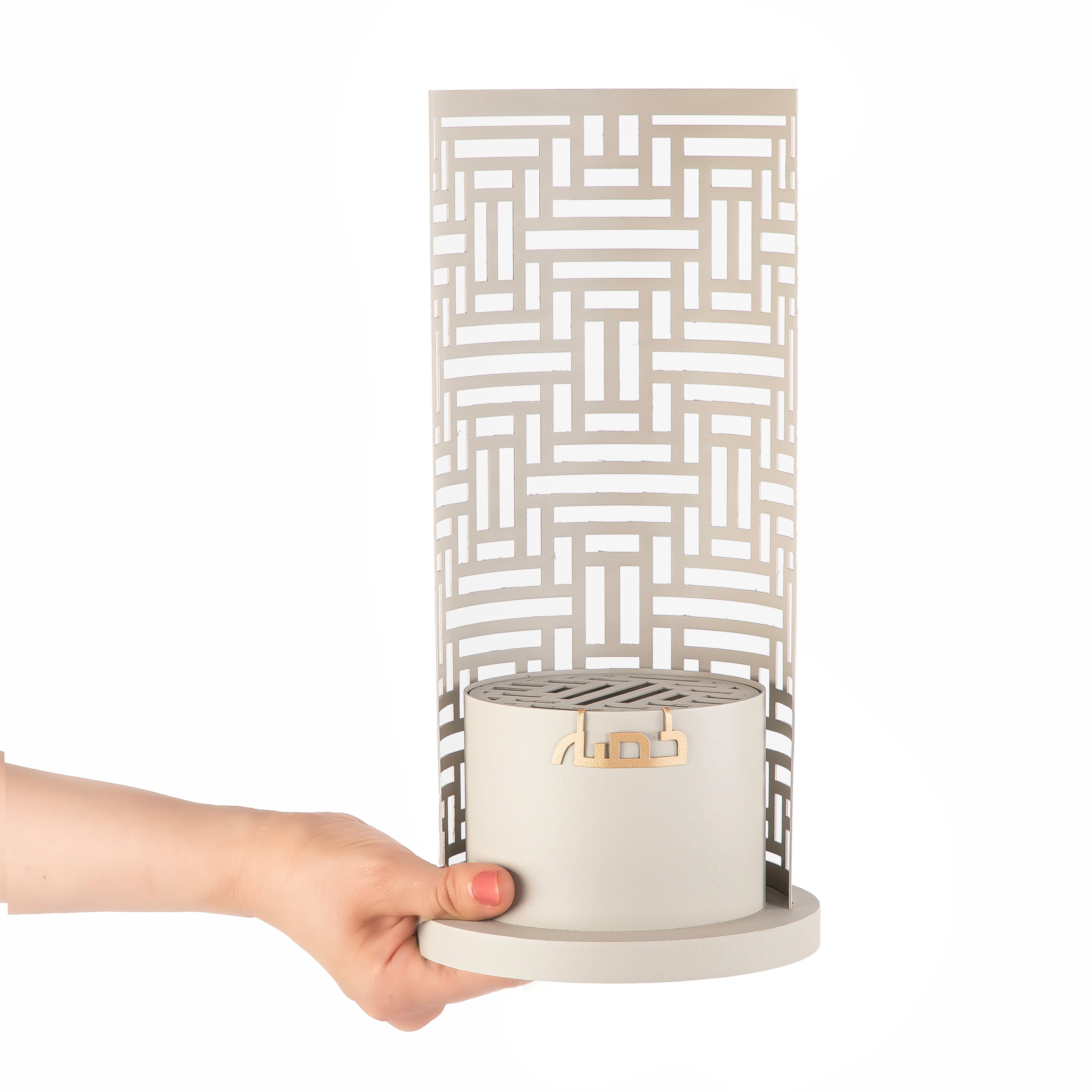 grey metal incense burner with customized name