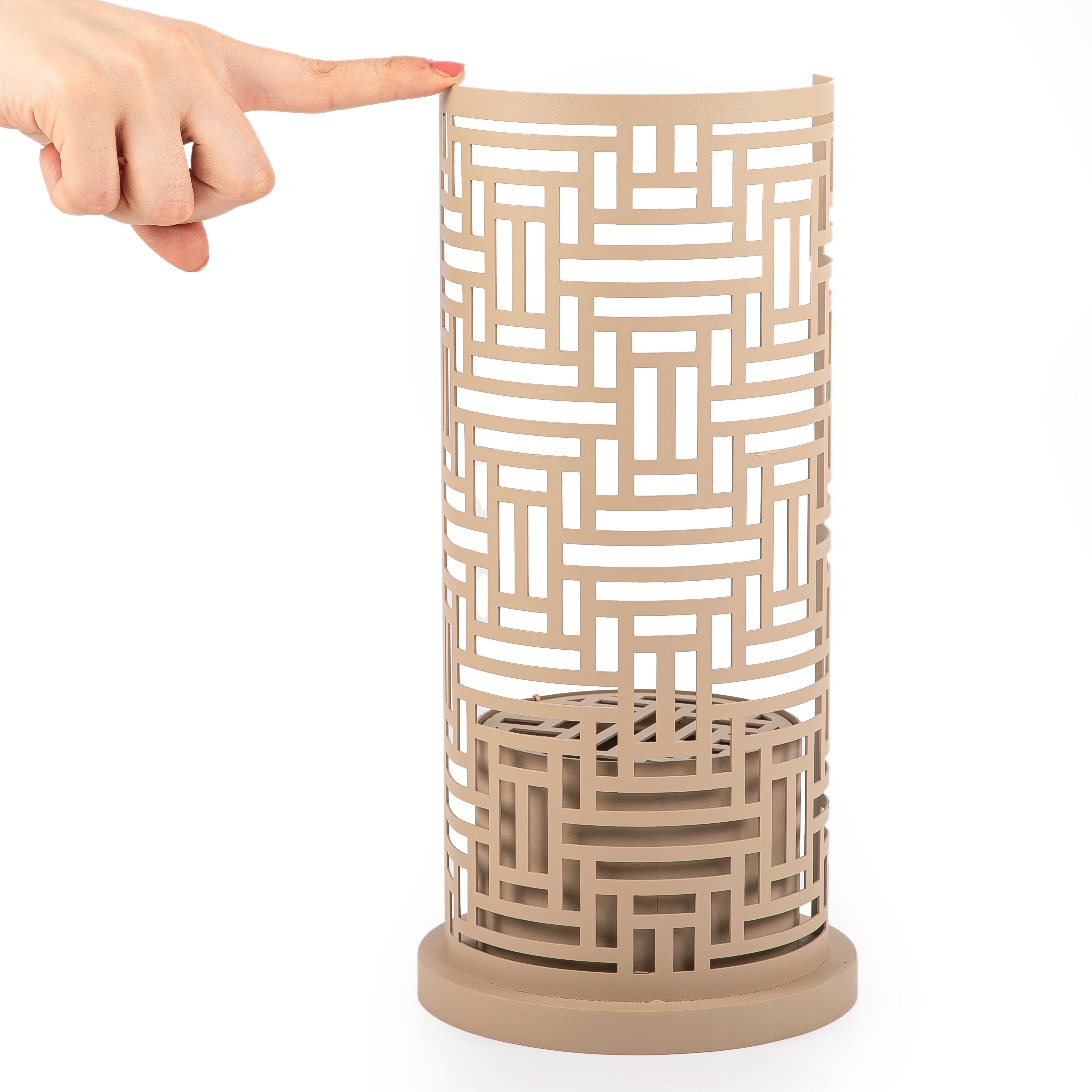 beige metal incense burner with customized name