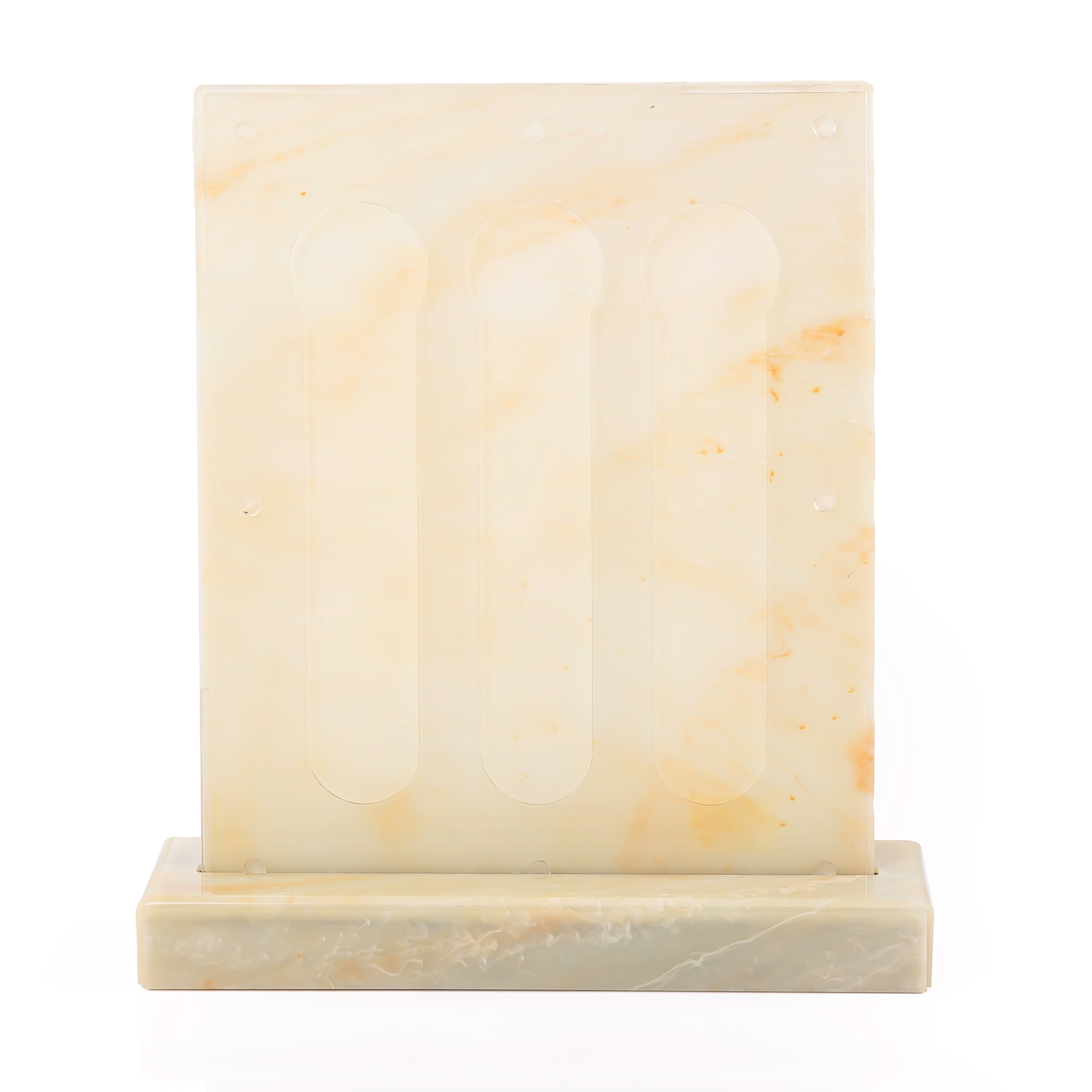 A yellow Vertuo capsules stand