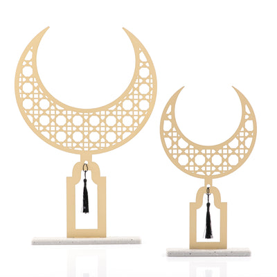 2-Piece Crescent Decoration Stand Set – Gold