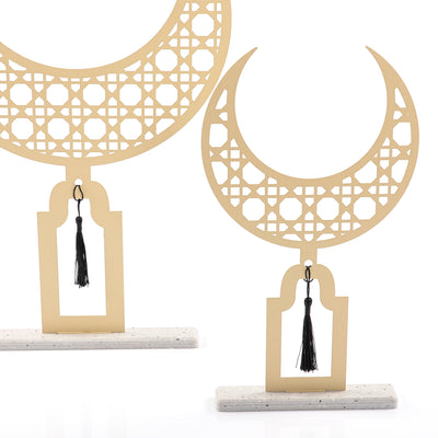 2-Piece Crescent Decoration Stand Set – Gold