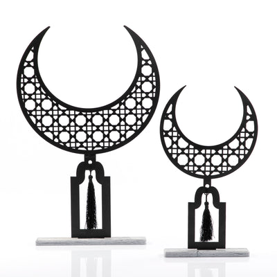 2-Piece Crescent Decoration Stand Set – Black