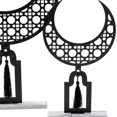2-Piece Crescent Decoration Stand Set – Black