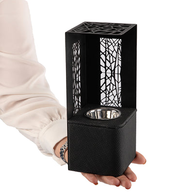 black leather incense burner