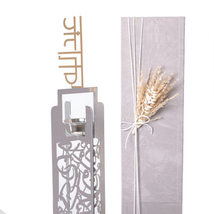 Grey metal incense burner with customized name