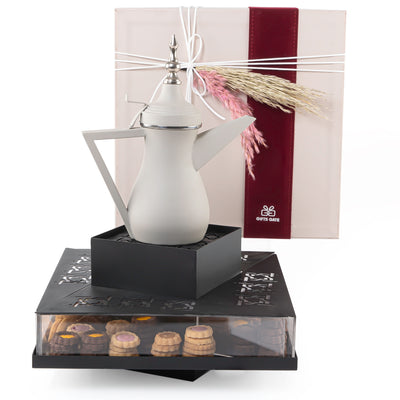 Black metal stand with sweet storage place with thermos