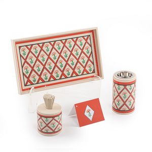 leather incense burner with a box in an Acrylic box