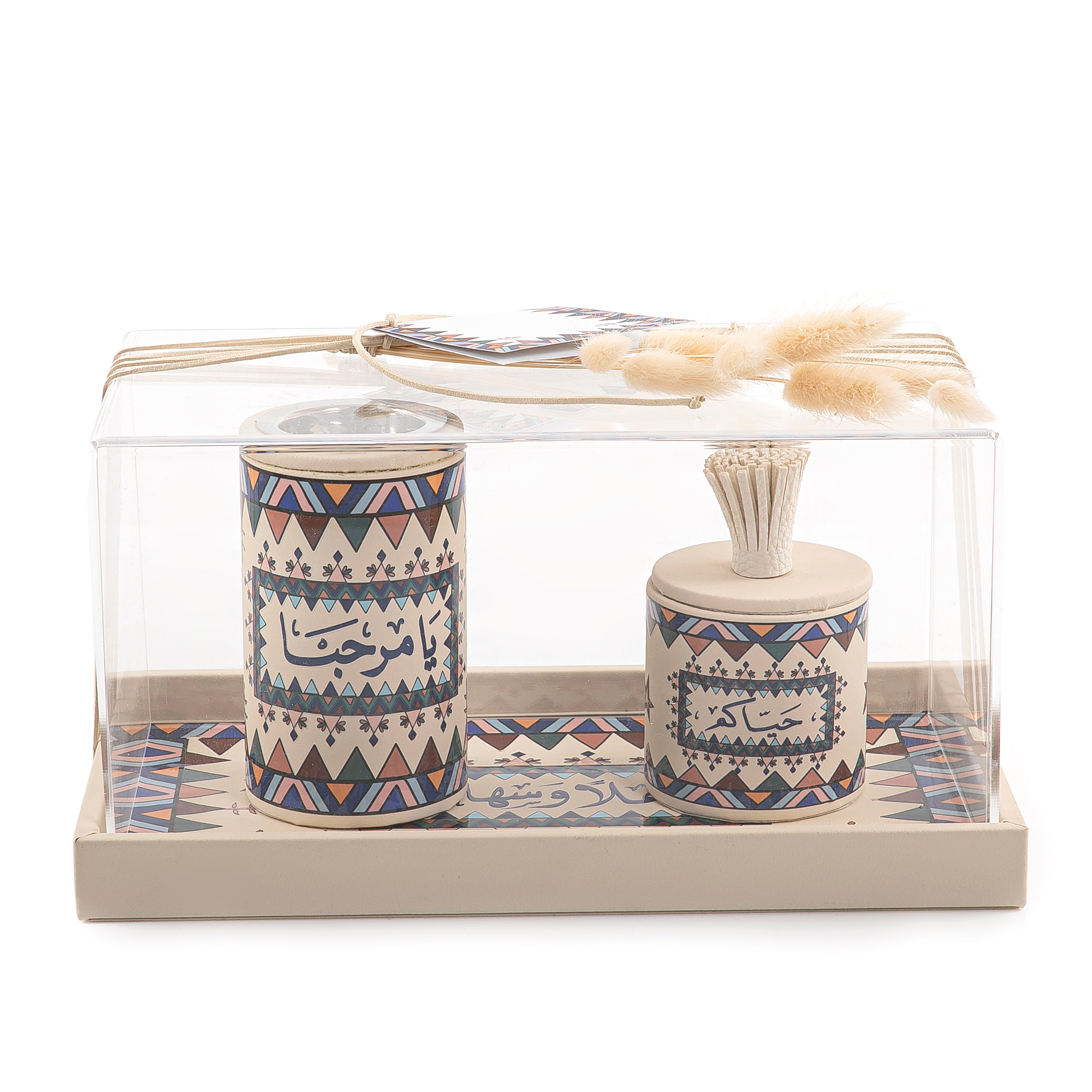 leather incense burner with a box in an Acrylic box