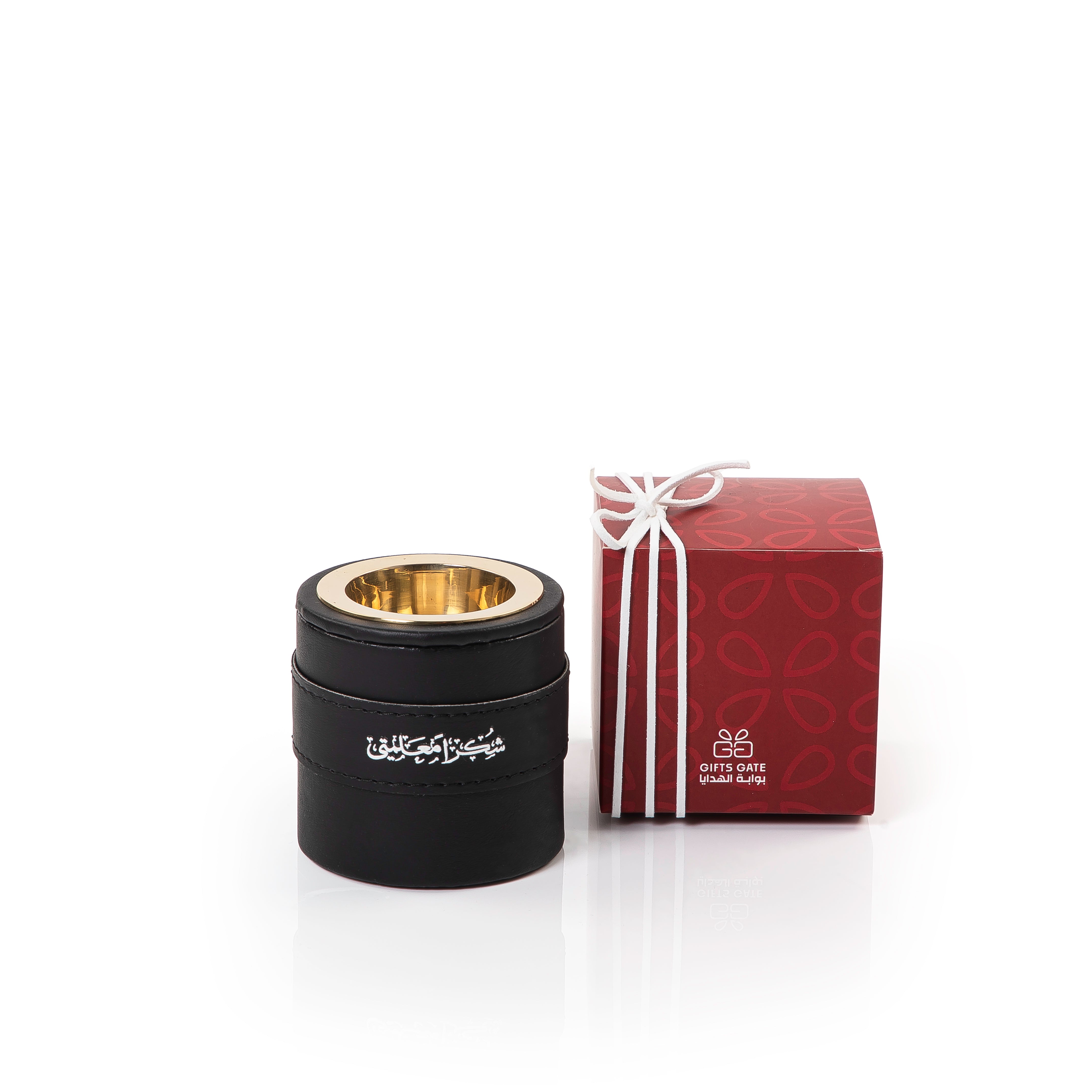 mini black leather incense burner