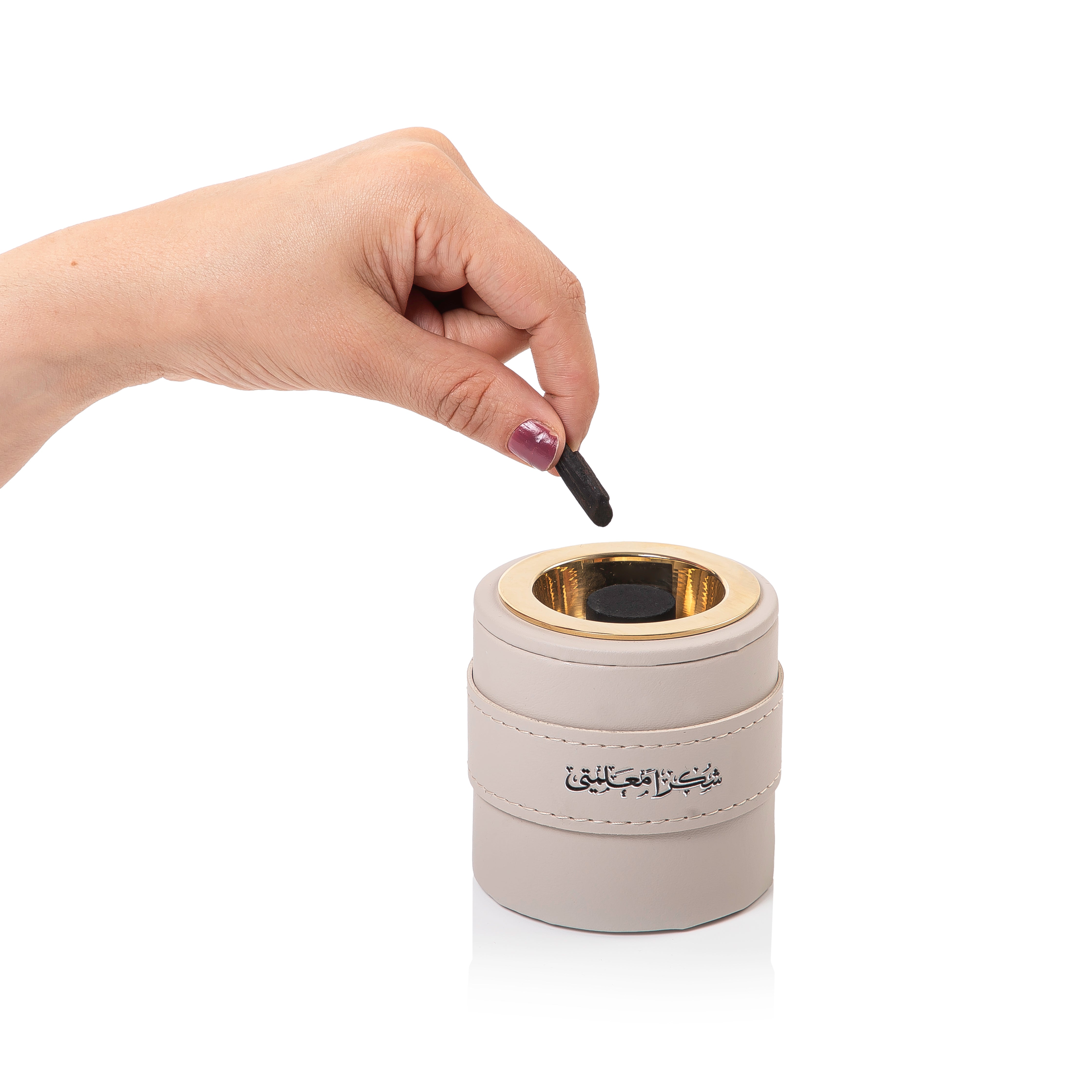 mini off-white leather incense burner