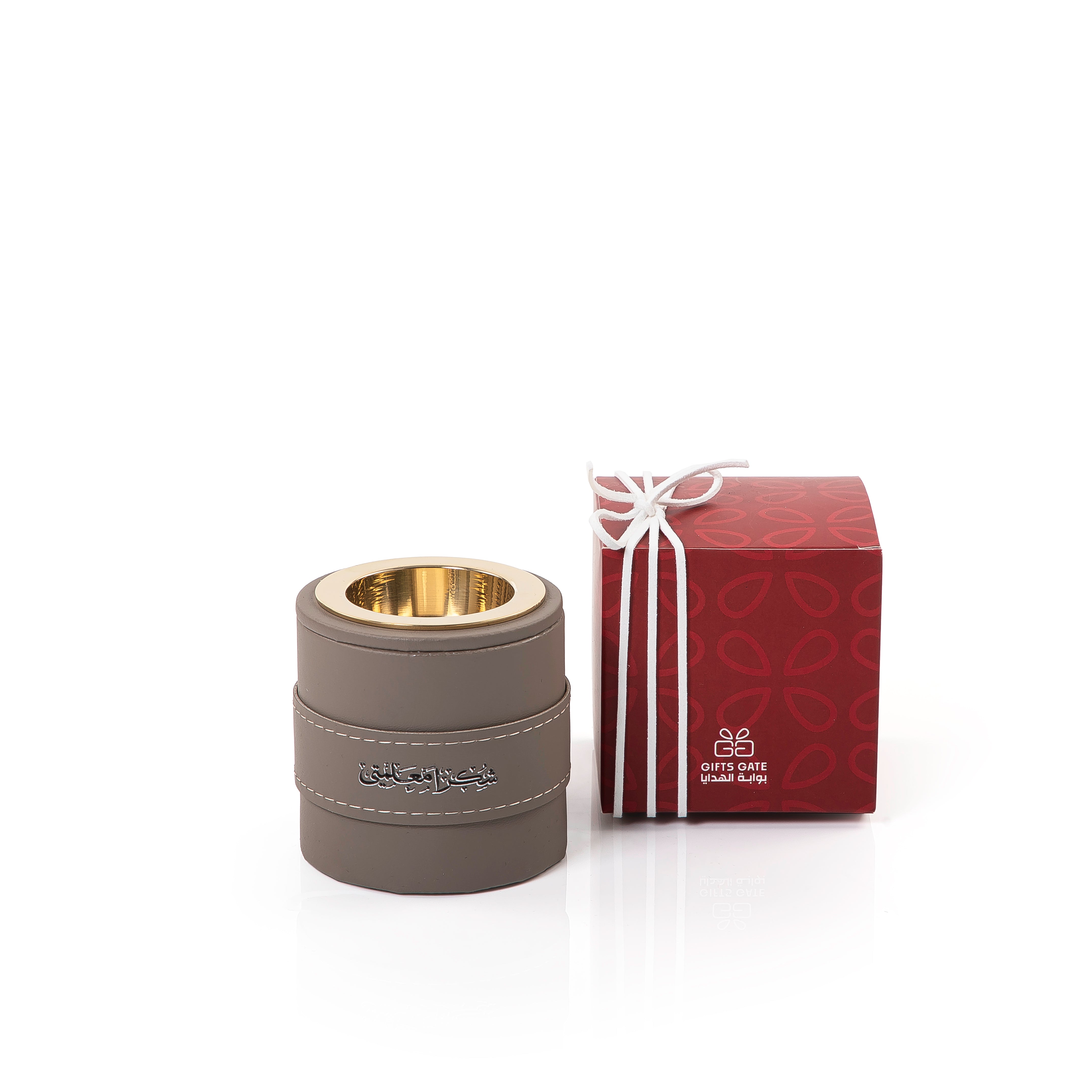 mini grey/brown leather incense burner