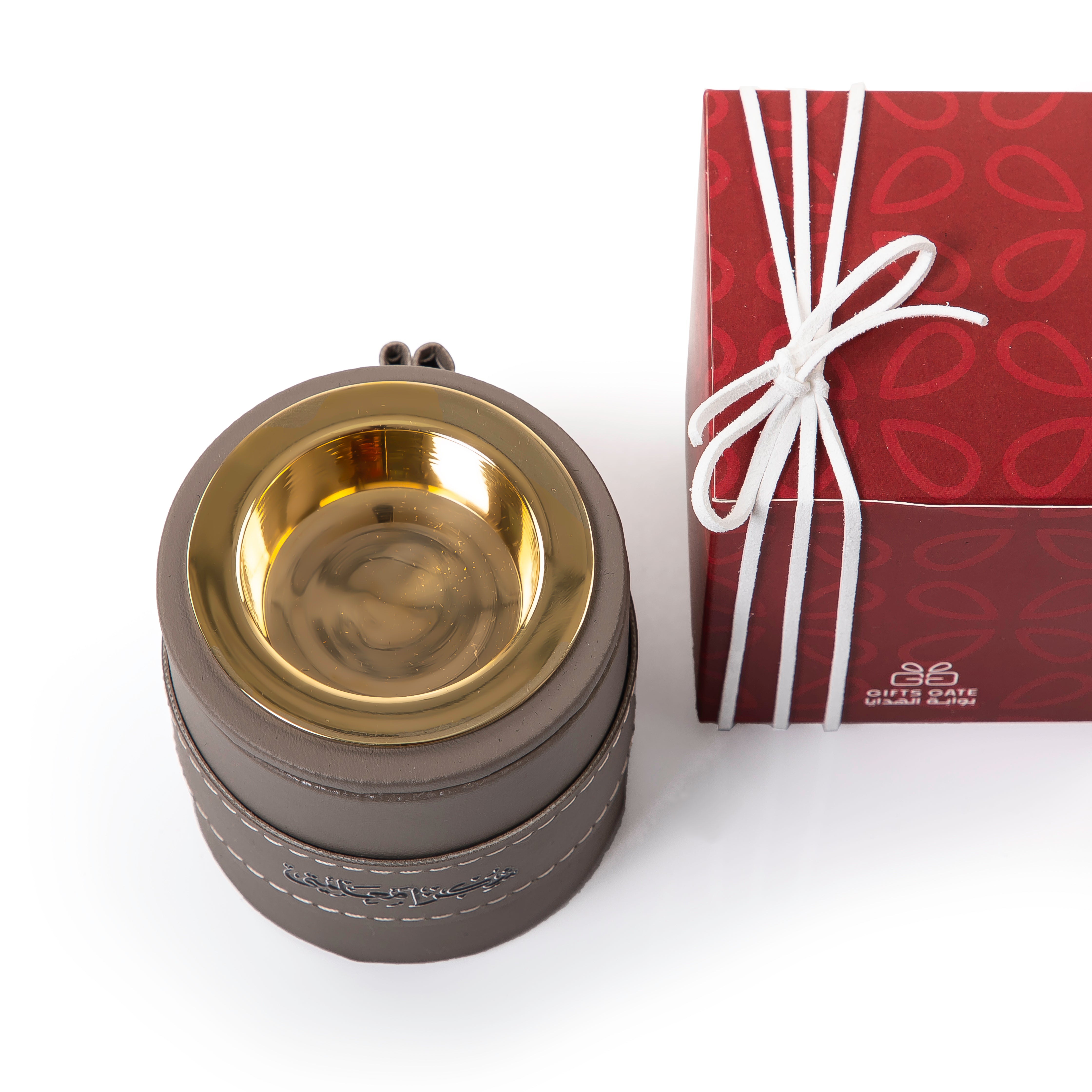 mini grey leather incense burner