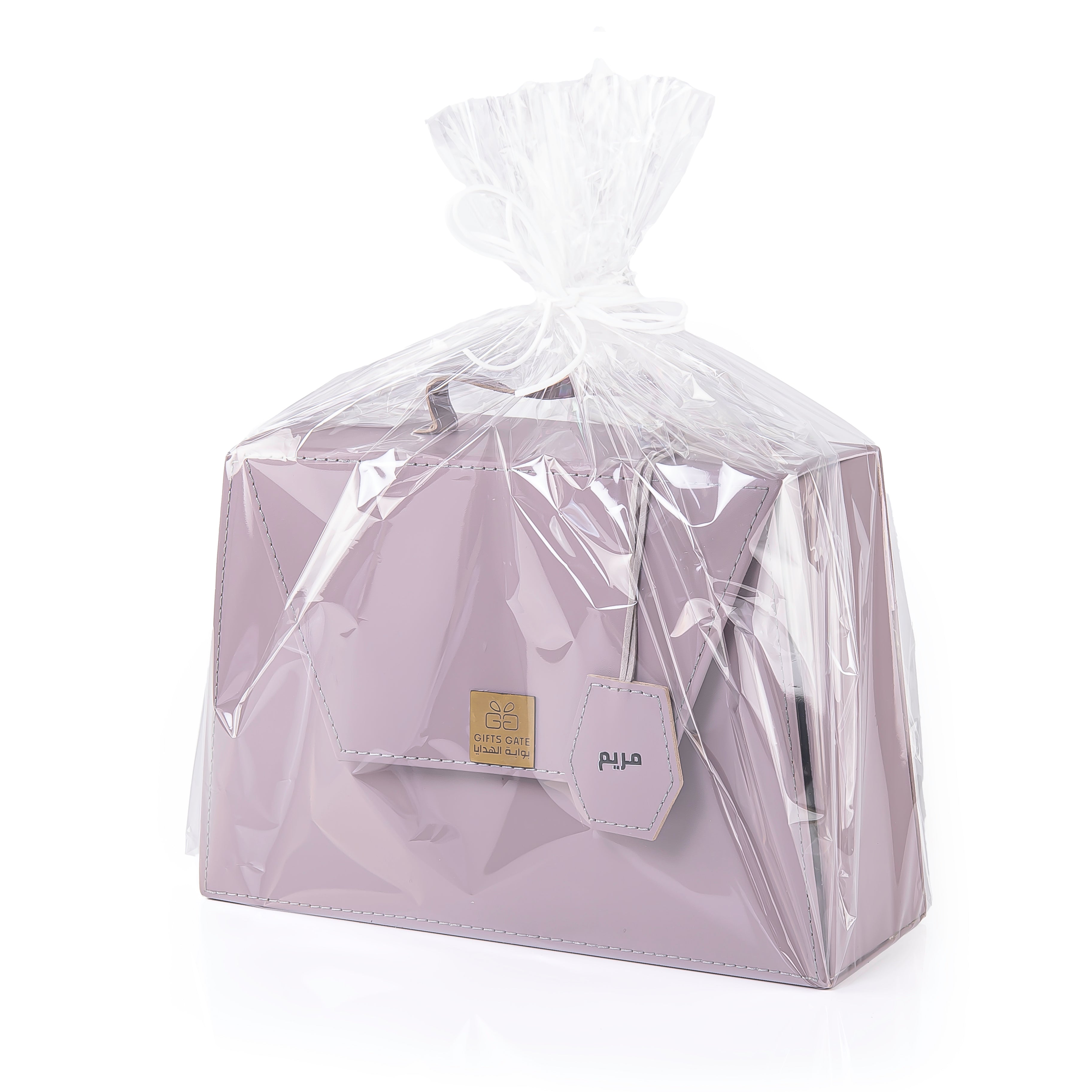 purple bag contains three different room sprays with customizes name label 
