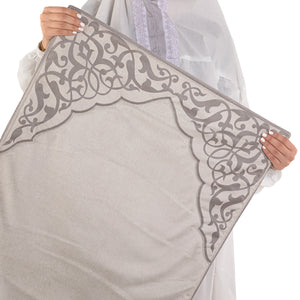 set of grey prayer carpet with matching prayer dress 