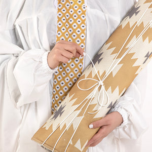 set of beige praying carpet with praying dress 