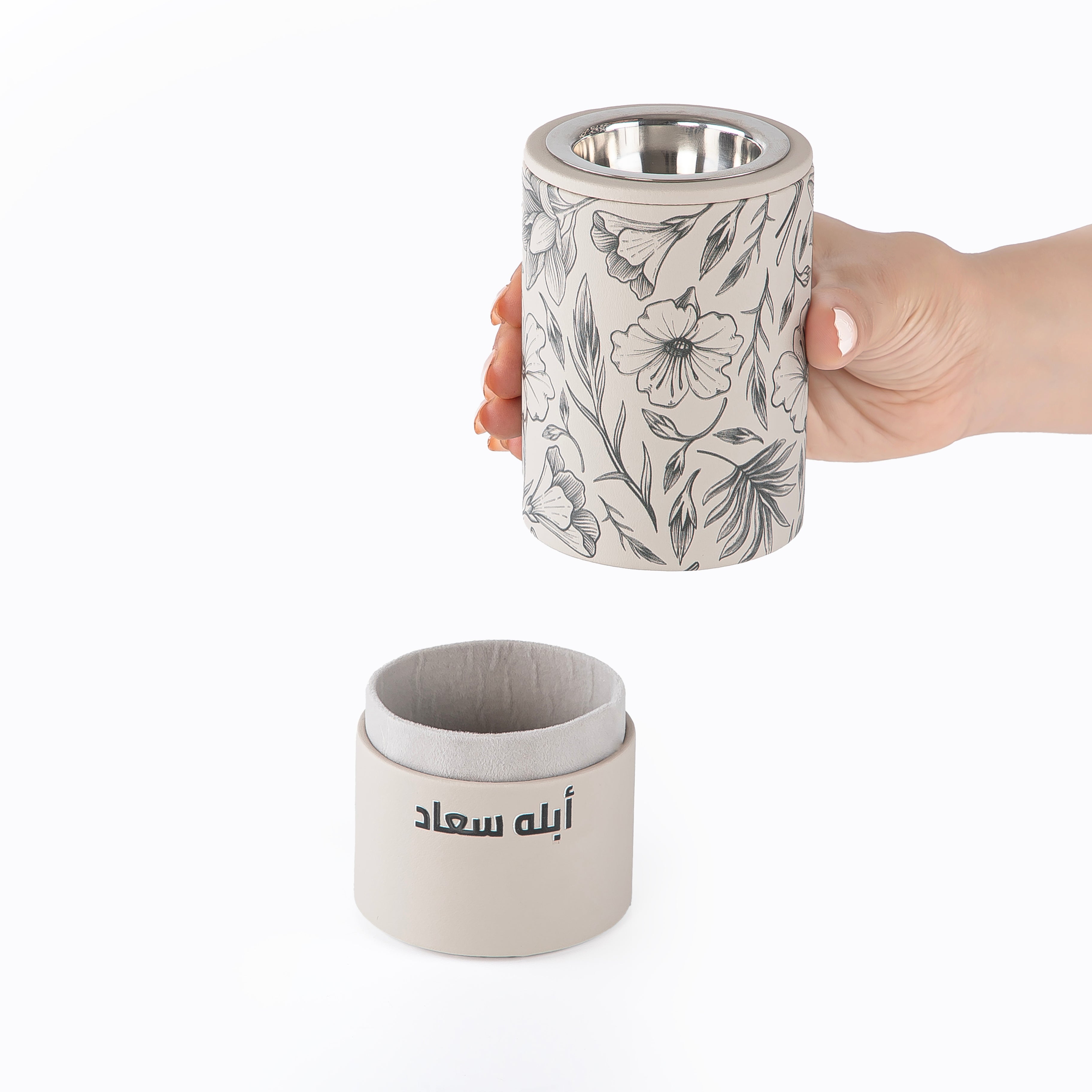 Luxury UV Printed Leather Mabkhar Set with Acrylic Cover