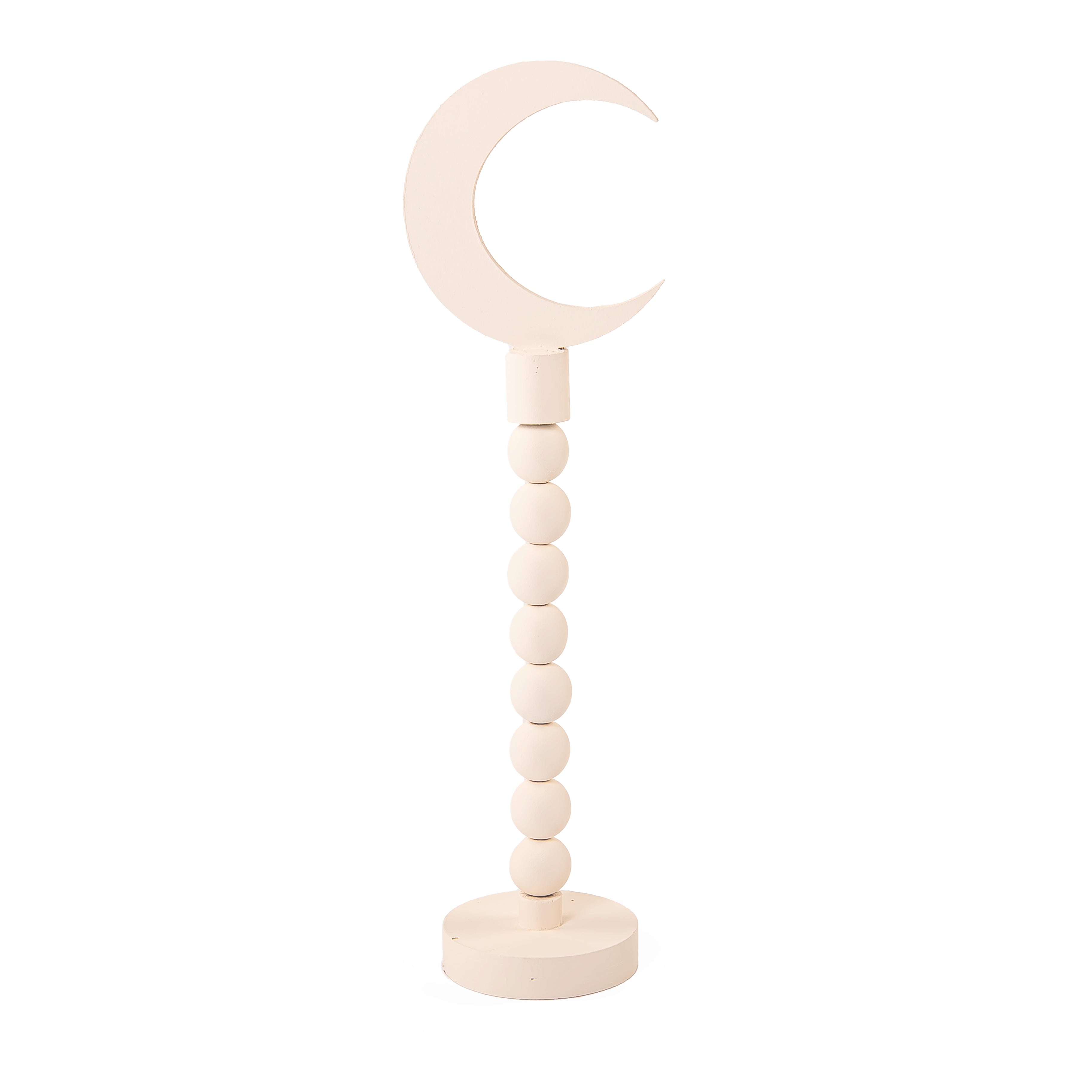 Beige wooden Ramadan crescent stand decoration